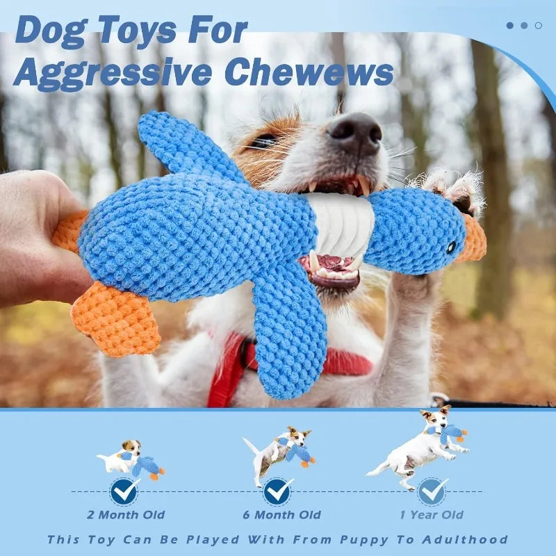 Durable Plush Duck Dog Toy | Interactive Squeaky Chew Toy