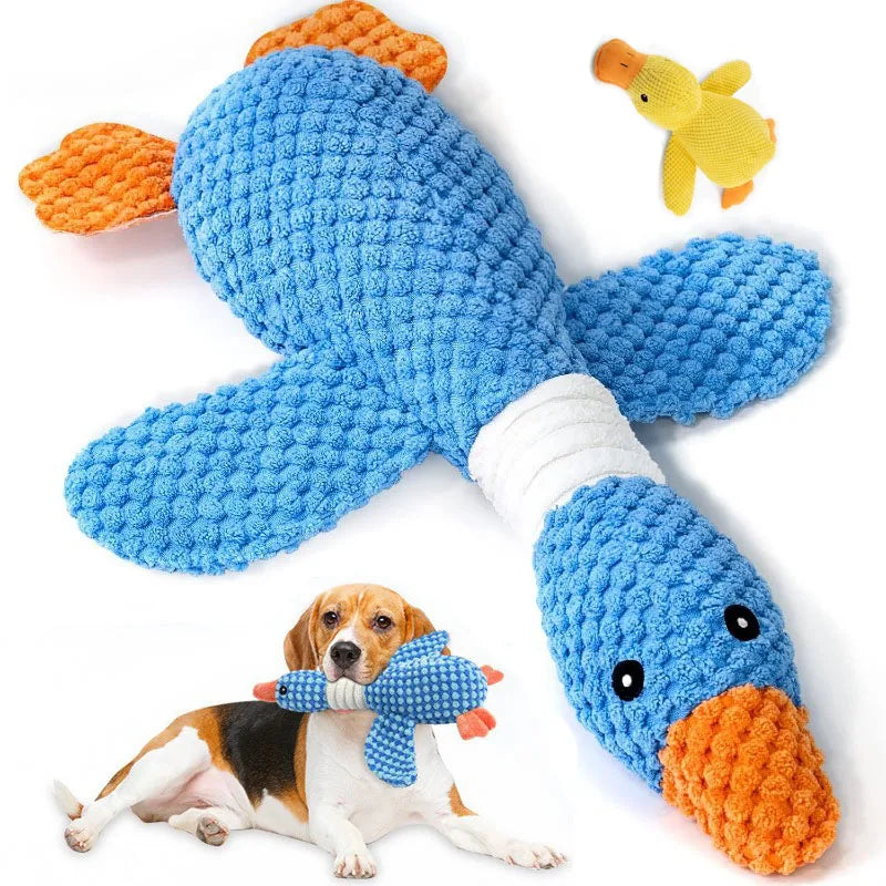 Durable Plush Duck Dog Toy | Interactive Squeaky Chew Toy
