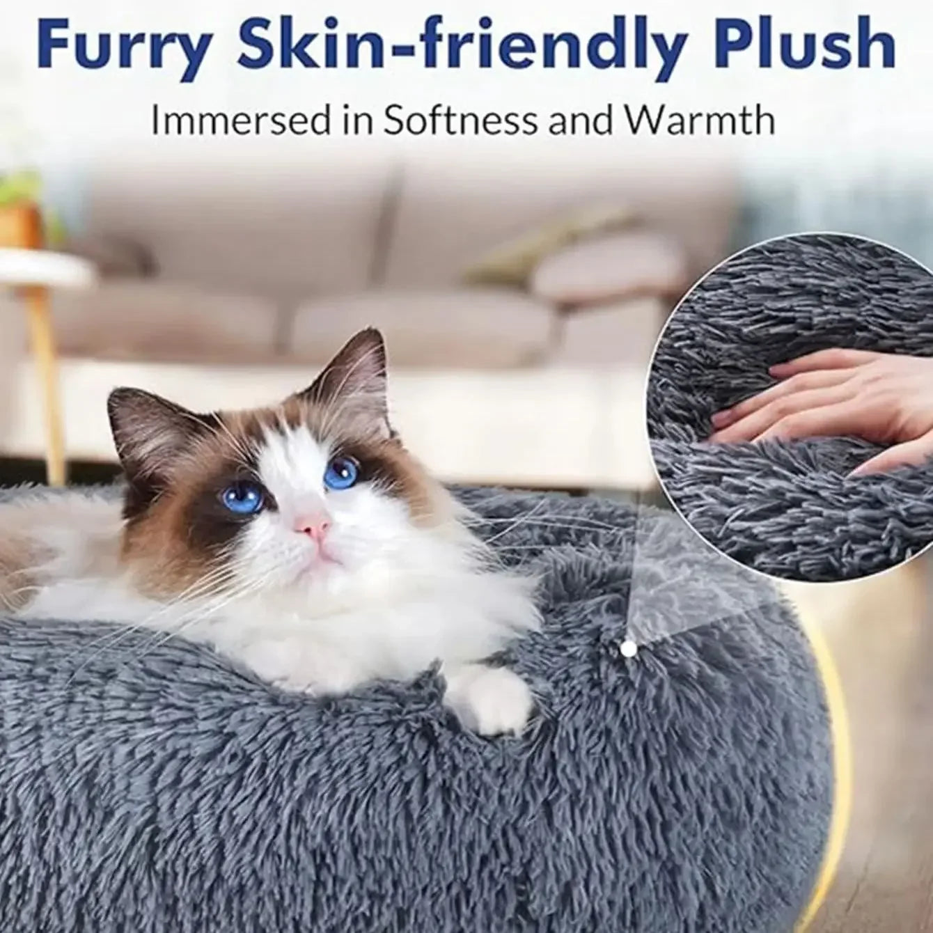 Calming Plush Pet Bed | Ultra-Soft Washable Dog & Cat Bed