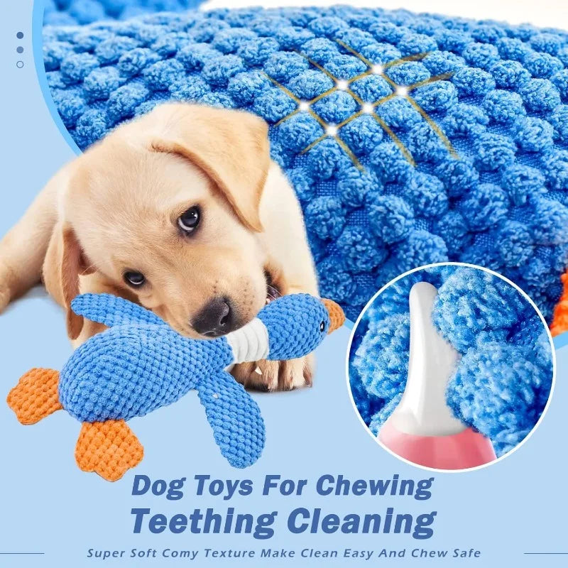 Durable Plush Duck Dog Toy | Interactive Squeaky Chew Toy