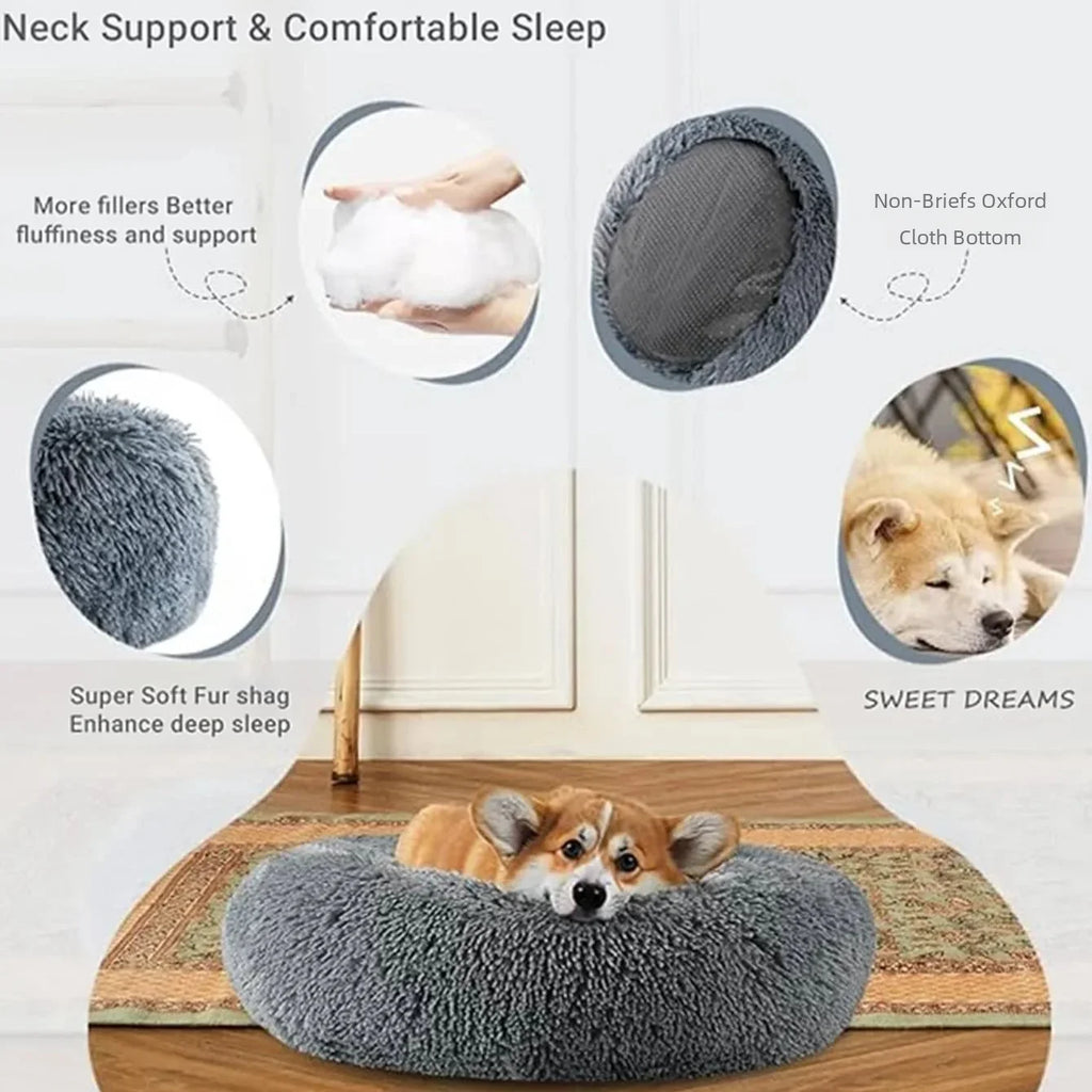 Calming Plush Pet Bed | Ultra-Soft Washable Dog & Cat Bed