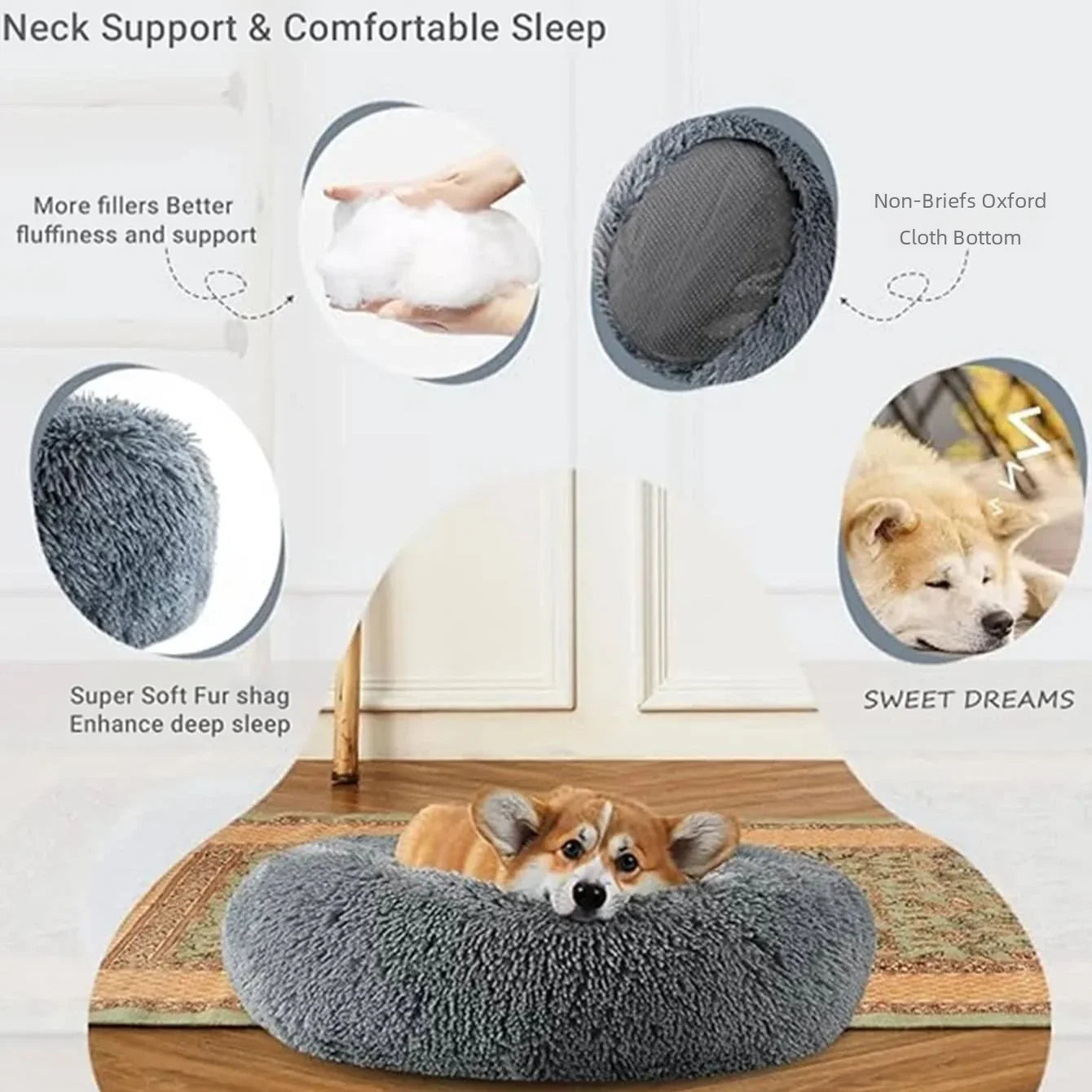 Calming Plush Pet Bed | Ultra-Soft Washable Dog & Cat Bed