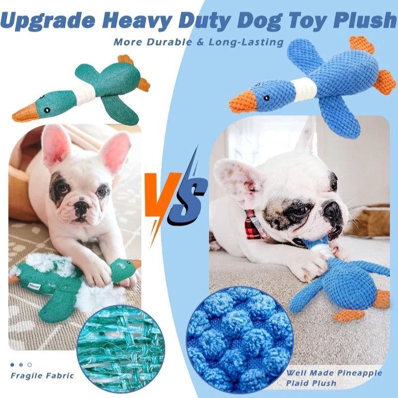 Durable Plush Duck Dog Toy | Interactive Squeaky Chew Toy