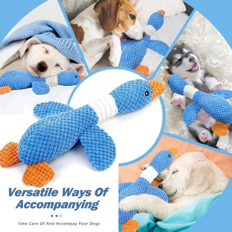Durable Plush Duck Dog Toy | Interactive Squeaky Chew Toy