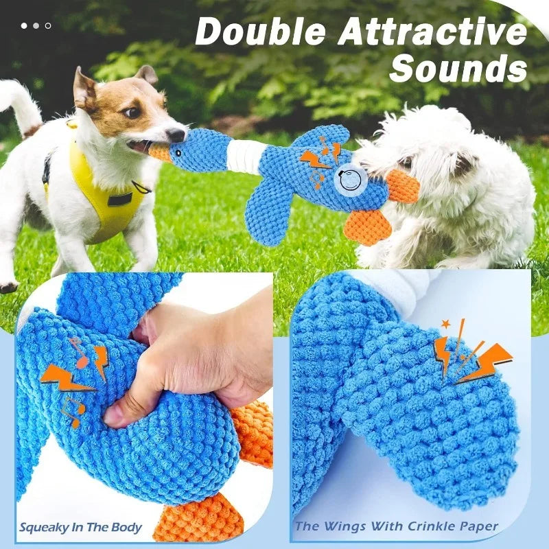 Durable Plush Duck Dog Toy | Interactive Squeaky Chew Toy